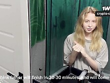 Stepsister asks for cum on her face during the time that no one is at home