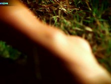 European babe smoking and solo masturbation in pub