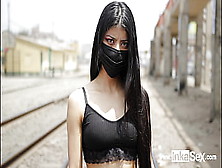 Thin Venezuelan Model Is Approached By Peruvian Near Train Line