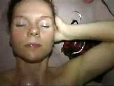 Cumming loudly on her face