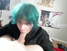 Emo Lady Uses Throat And Giant Boobies To Milk Giant Penis And Gets Cums On