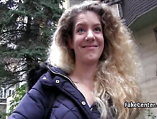 Curly Babe Swallows Cum In Public With Swallows Babe