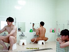 Friends Erect Cocks In Public Bathhouse