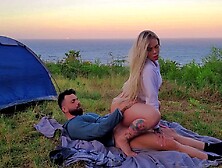 Risky Sex Real Amateur Couple Fucking At Camp