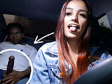 Naughty app driver catches gifted passenger masturbating from behind!