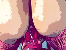 Riding 10” dildo first time being filmed.  comic style online camera filter