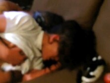 nice-looking brunette hair wife being shared two