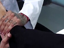 Amone Bane foot fucked by Rikk York while erupting