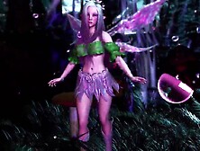 Stupid pale-skinned fairy gracefully posing in a elven woodland alone