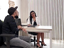 Concupiscent secretary seduces man at job interview and ends up getting banged in the office