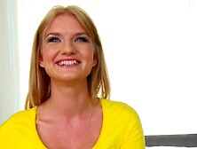 Alluring Blonde Starts Masturbating Solo Her Hot Wet Twat During The Porn Casting Interview