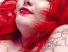 Redhead Chubby Babe with Big Tits Playing with Them