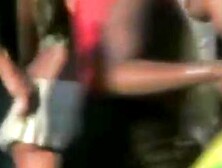 Upskirt voyeur dark skinned brunette chick