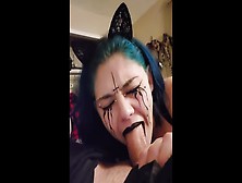 Lady Teenie Swallows Step Brothers Cock In Halloween Costume