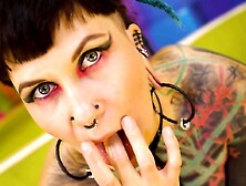 Tattooed Rock Teen Deepthroats & Gets Face Drilled POV by Her Emo BF - Sloppy BJ to Facial Spunk flow