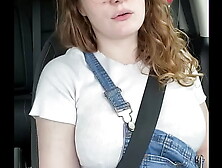 Nerdy Country Lady Rubs Herself in her Car