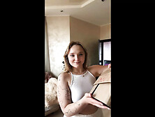 A cutie in sexy lingerie gets turned on by reading