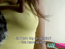 Sophisticated teen masturbating before being treated with a facial