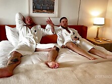 April Olsen Gets Her Pussy Wrecked By Two Horny Businessmen - Mmf Threesome