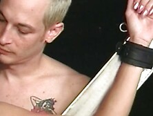 Brunette sex slave fucked by tatooed man