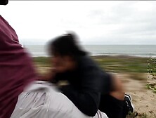 Anal day at the beach with nasty voyeurs