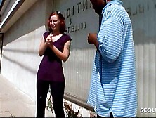 Redhead Nerd Teen Pickup to BBC 3Some Fuck - Huge Cock Midget and Friend