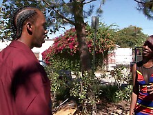 Hot ebony girl Kim Kandy gets her delicious pussy plowed by a friend