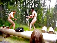 naked soda fight while camping