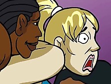 dirty adult cartoon shows blonde destroyed with massive black cock