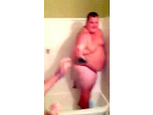 Fat Guy Pranked In Shower