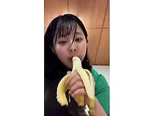 Cute Asian Girl Sucks Banana