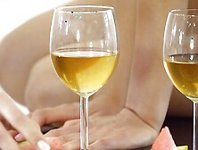 Sasha Rose welcomes Cassie Fire and toys her cunt after two glasses of wine