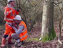 Uniformed Construction Fuckers Breed In Woods