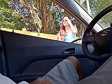 Risky handjob for a naughty girl on the street who was at the bus stop!