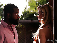 Cheerful Teen Brunette Fucking A Hung Black Guy