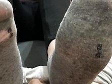 Wet Sockjob On The Couch