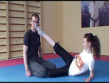 Inga Punching In Socks And Barefeet