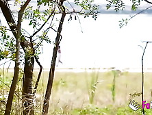 Secretly watching.  Natalii Quinn goes hunting for meat in Madrid's San Juan Reservoir.  Tape by FAKings