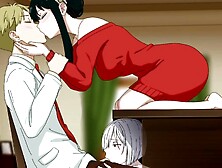 Fiona,  Loid & Yor's uncensored cartoon threesome at work - a hot anime hentai