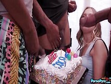 Teen Coco Lovelock Gets To Suck On A Bunch Of Big Black Cocks For Her B-Day