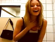 Blondie Have Some Fun In Fast Food Restroom!