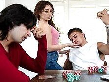 Poker game with high stakes for teen couple and then he lost