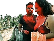 18yrs Tamil boy fucking two beautiful milf bhabhis together at Holi festival