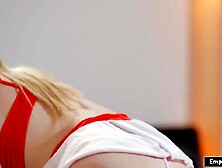 Blond German hottie blows,  then gets banged by a large ebony schlong (Anny Aurora)