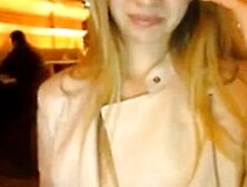 Petite Blond Cam Show In Public Bar