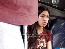 Horny Brazilian Teen Looking At Big Bulge On The Bus