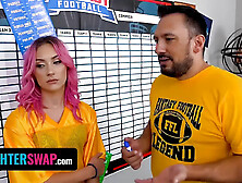 Sneaky youngs jazmin luv & Aubree Valentine trick each other studs to win in desire football pt. 4