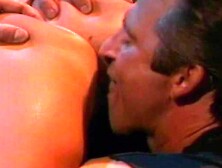 Blonde girl crams rod down lips and pussy