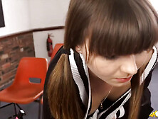 Helen White In Pigtailed Sweetie Playfully Exposes Her Sexy Shoulders