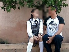 School cunt with mouth gets lusty and fucks into the park with